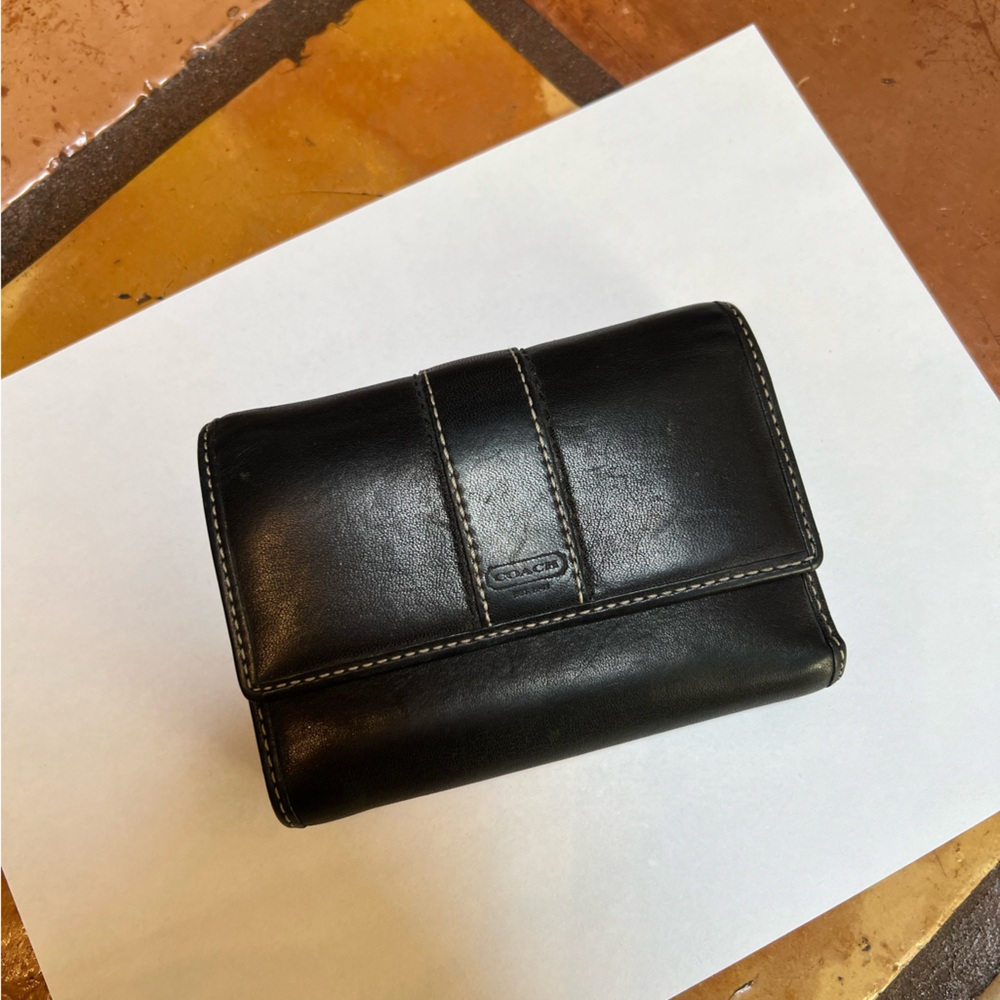 Coach black tri fold wallet